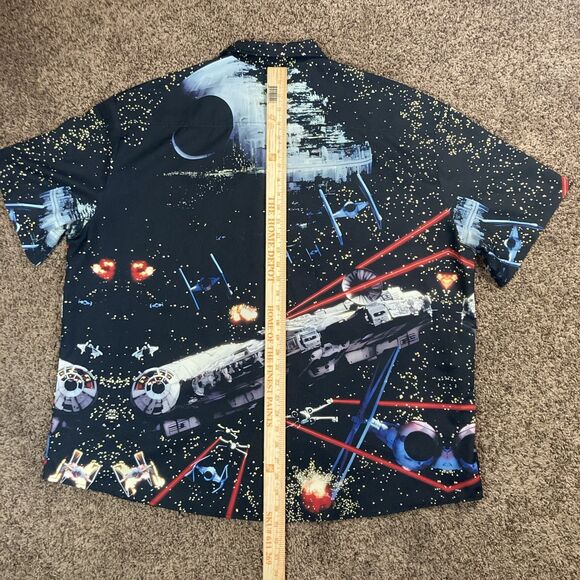 Hoo Shops x Space War Space Light Hawaiian Short Button Sleeve Fan Shirt 3X - Picture 9 of 11